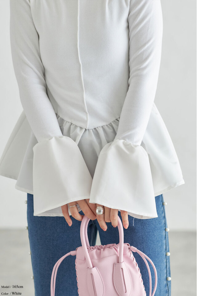 フリル切り替えリブトップス※一部店舗のみ入荷