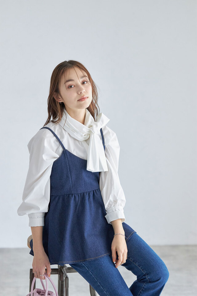 45R 大麦デニムキャミソール デニムフレアキャミソール
