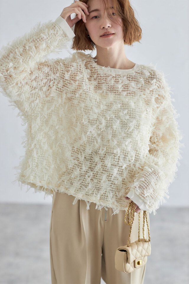 WEB限定】チュールスモッキングプルオーバー