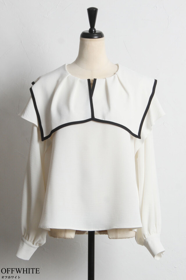 machattオーバーカラーブラウス　niko,s shop □人気品□machatt マチャット プリーツオーバーカラーブラウス