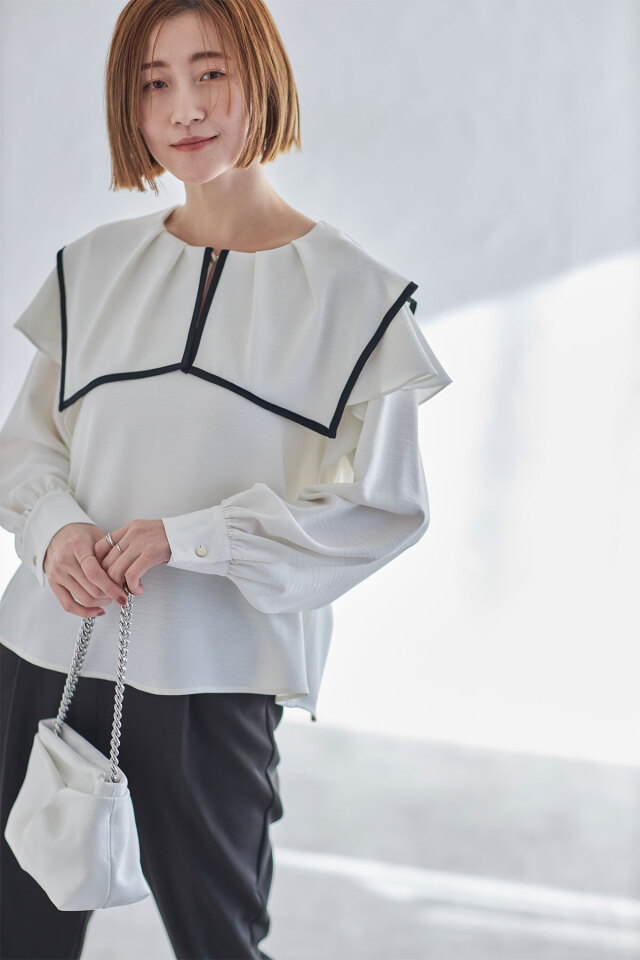 2/3迄限定値下げ　RIKO ビッグカラーブラウス Big collar blouse | RIKO
