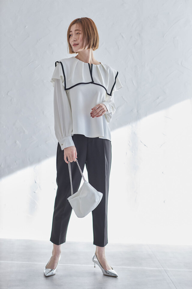 配色ビッグカラーブラウス※一部店舗のみ入荷