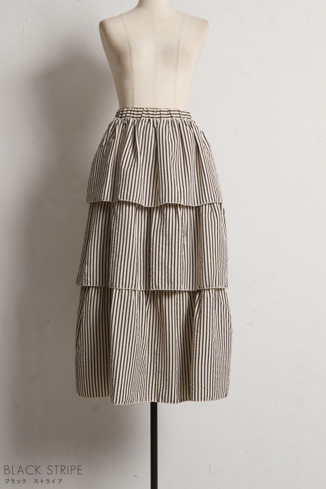 PERNA ペルナ　ストライプティアードスカート PERNA ペルナ ストライプティアードスカート ストライプ