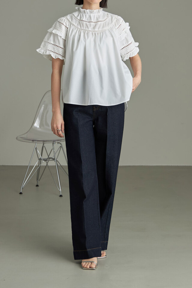 midoo♡ 【新品】コットンレースデザイントップス コットンレースブラウス※一部店舗のみ入荷