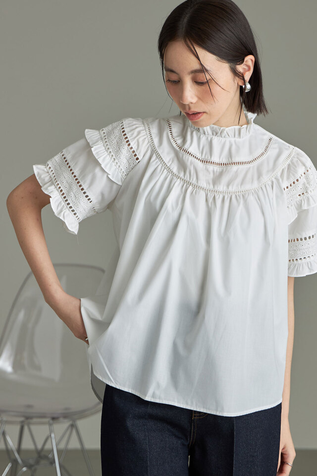 midoo♡ 【新品】コットンレースデザイントップス コットンレースブラウス※一部店舗のみ入荷