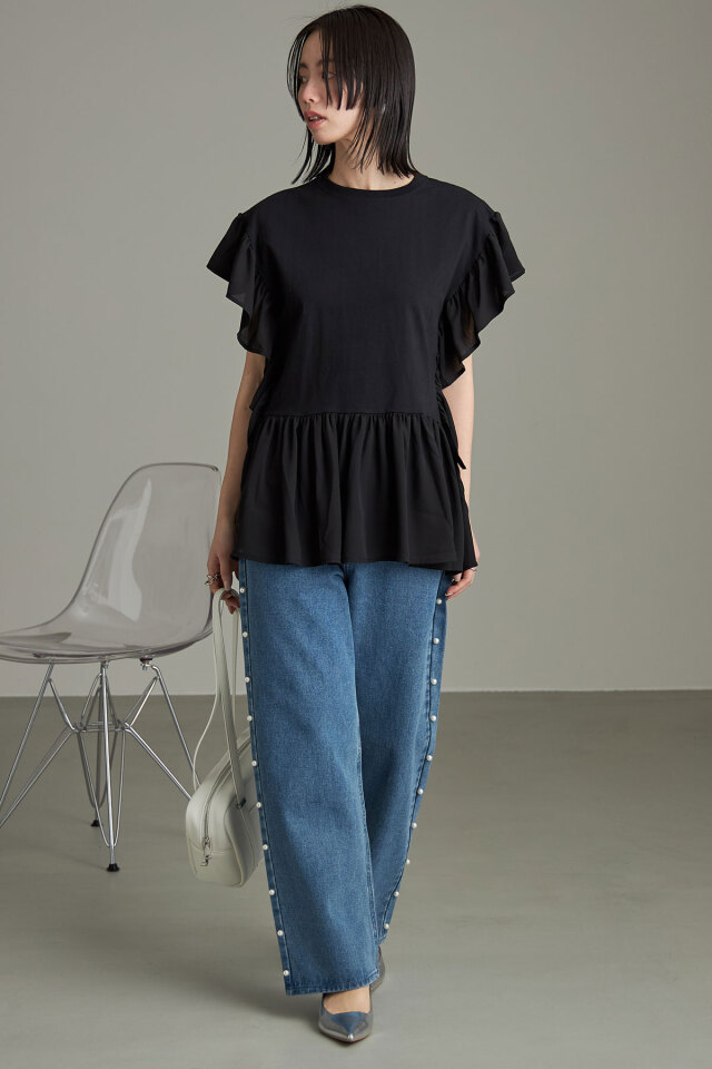 異素材フリルドッキングトップス※一部店舗のみ入荷