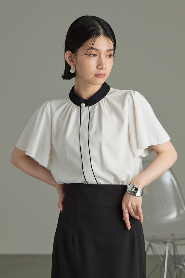 ベネシャンバイカラーブラウス※一部店舗のみ入荷