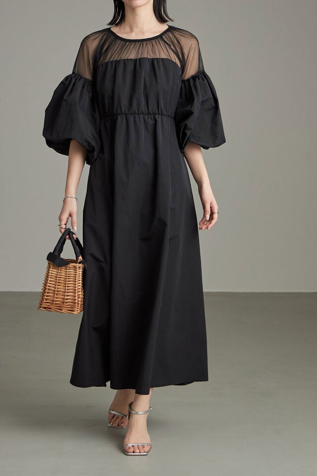 タフタ×チュールドッキングワンピース※一部店舗のみ入荷