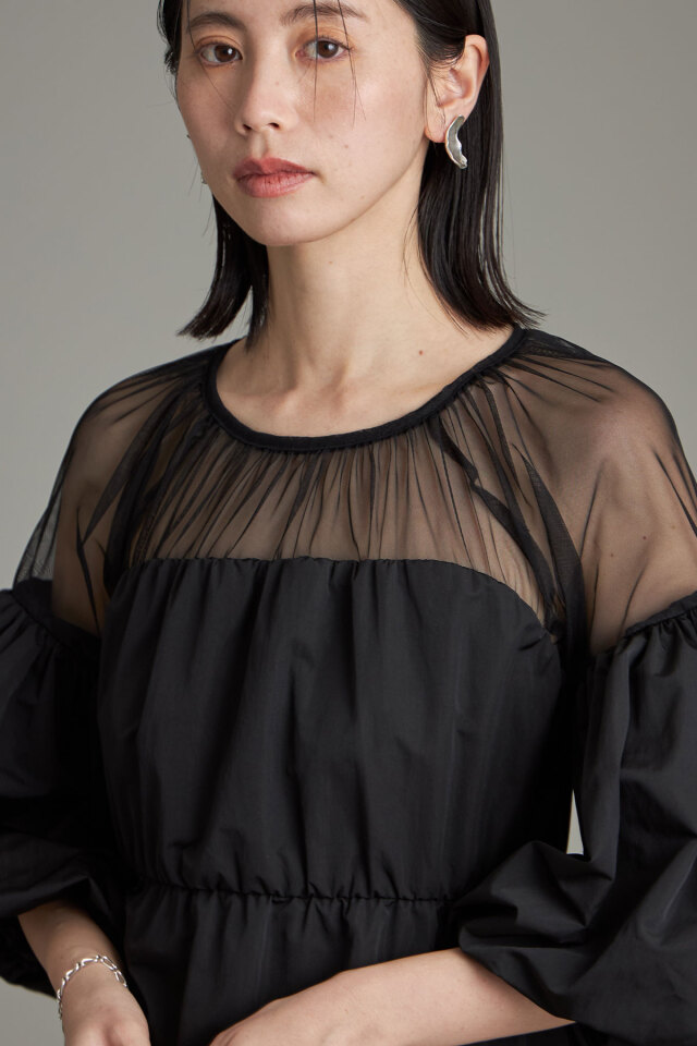 タフタ×チュールドッキングワンピース※一部店舗のみ入荷