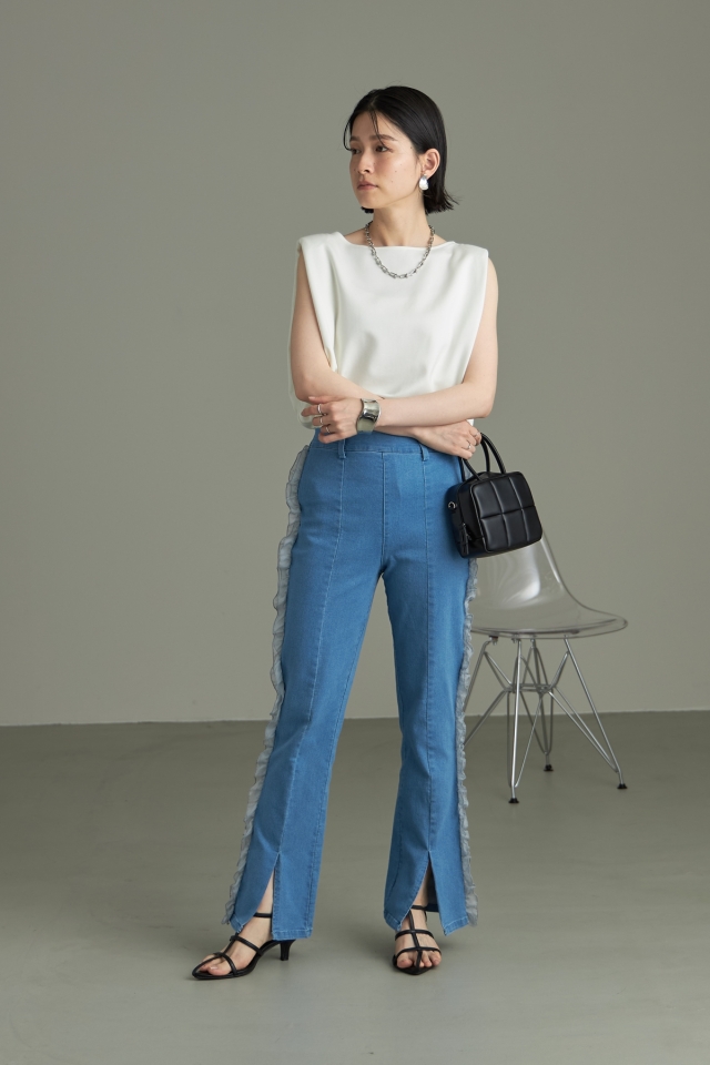 WEB限定】オーガンジーフリルパンツ