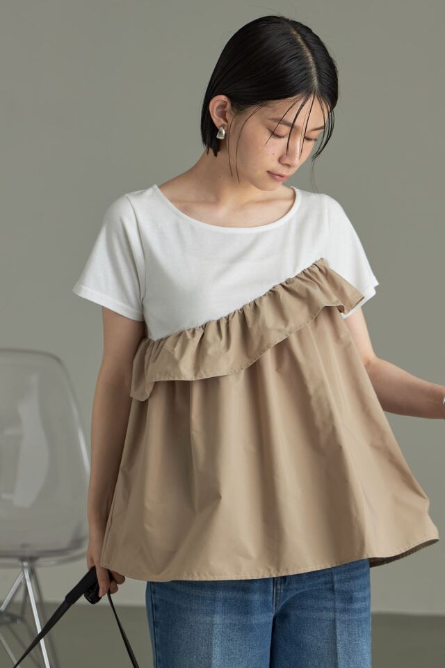 【新品】BEARDSLEY 斜めフリル アシメフリルフレンチプルオーバー グレー 新品】BEARDSLEY 斜めフリル アシメフリルフレンチプルオーバー