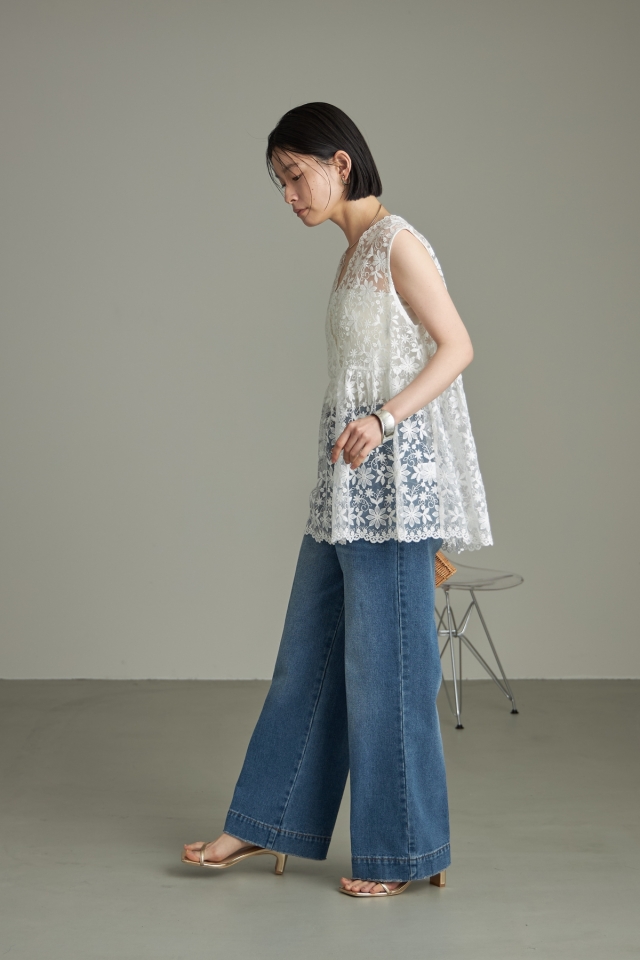 WEB限定】チュール刺繍ぺプラムベスト