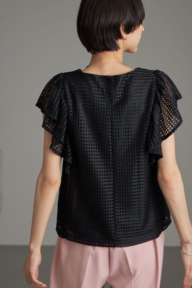 タイニークラッシュパイクストリートマーケットオリジナルカラー lchlpln メッシュレース袖フリルプルオーバー