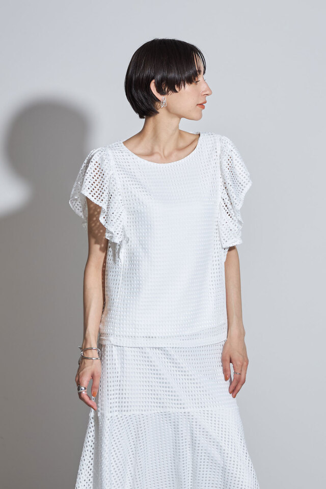 【ご予約済】AK907g 2個セット メッシュレース袖フリルプルオーバー