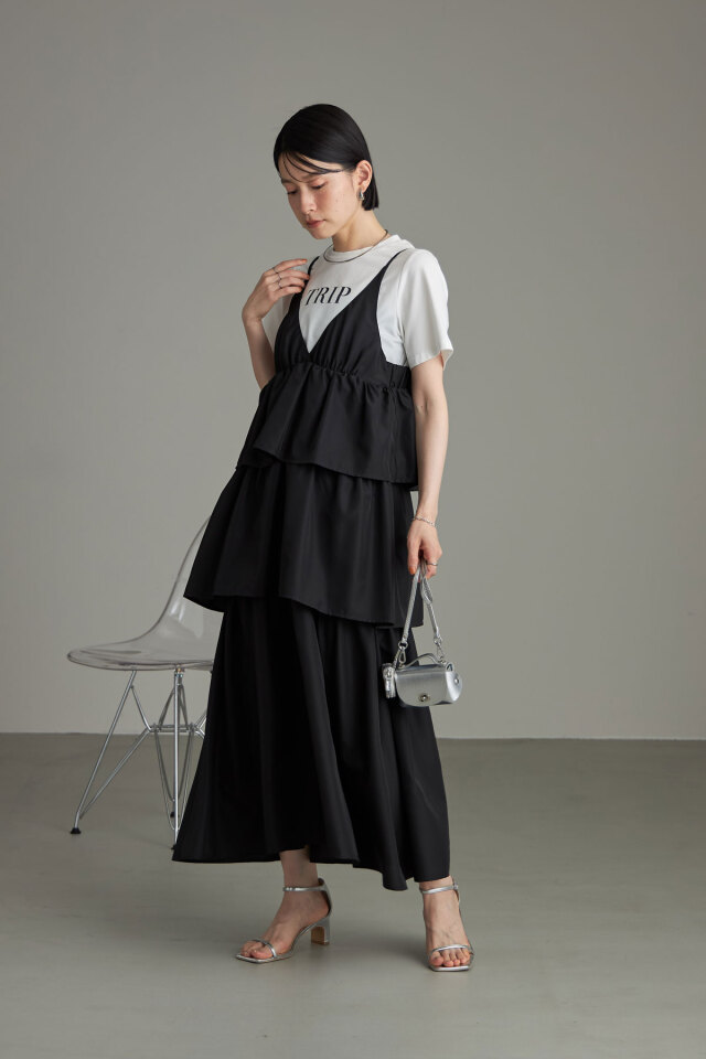 fitmore フリルフードティアードネイビーフリル/yori theory yori(ヨリ) 07AWぬくぬくティアードフリルブラウスYR21-231 YR21
