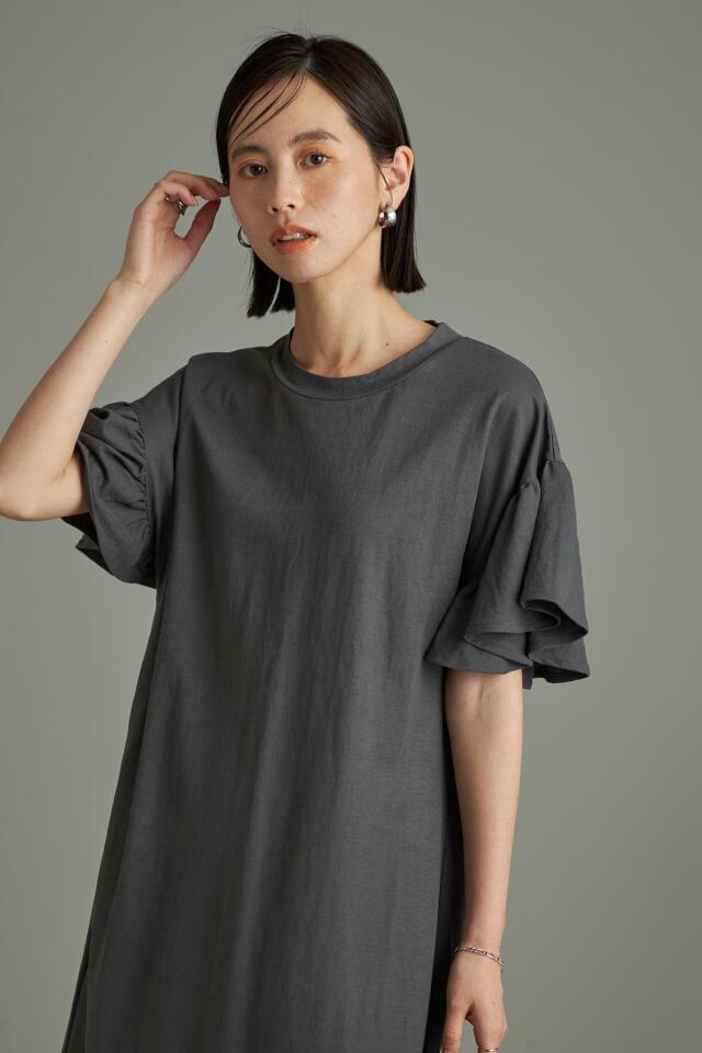 冷感カノコ袖フリルワンピース