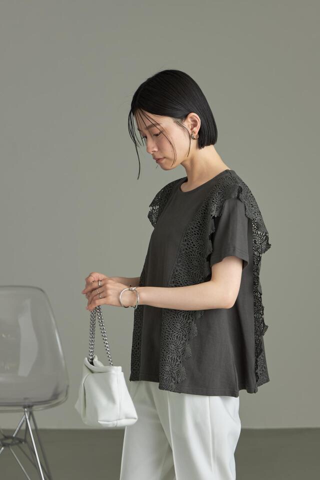 レース付きAライン天竺プルオーバー※一部店舗のみ入荷