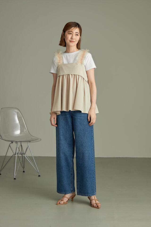 チュールフリルデザインキャミチュニック※一部店舗のみ入荷