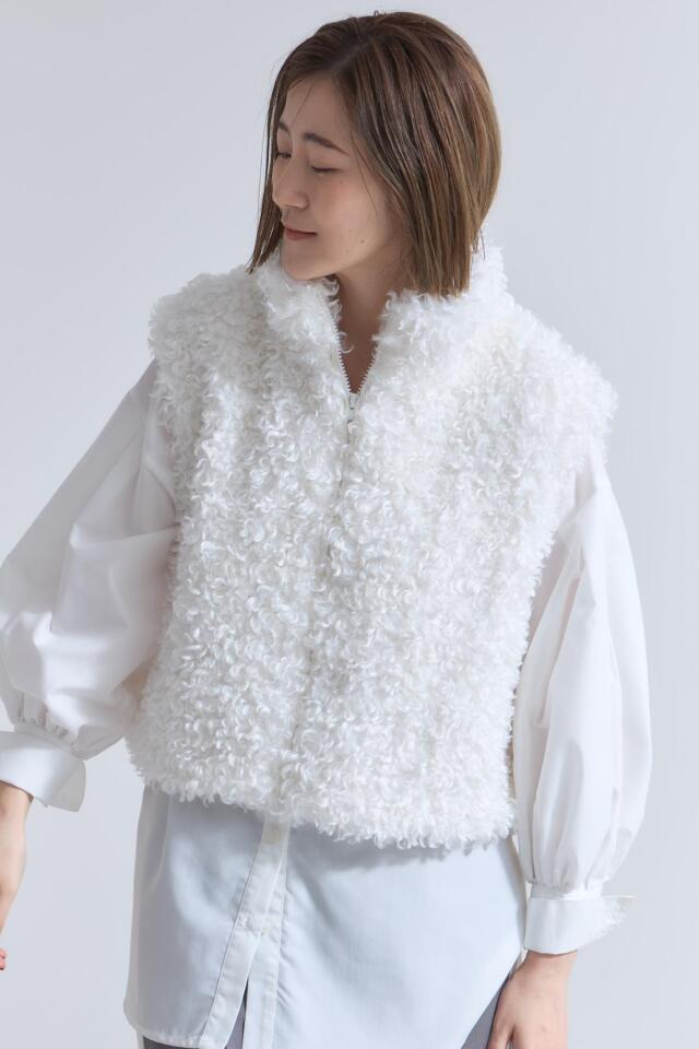 スタンドカラープードルファーベスト※一部店舗のみ入荷