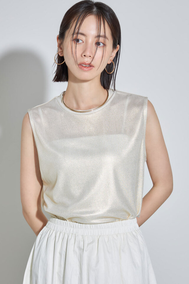 【ikumiさんバイイング】【WEB限定】ラメカットノースリプルオーバー