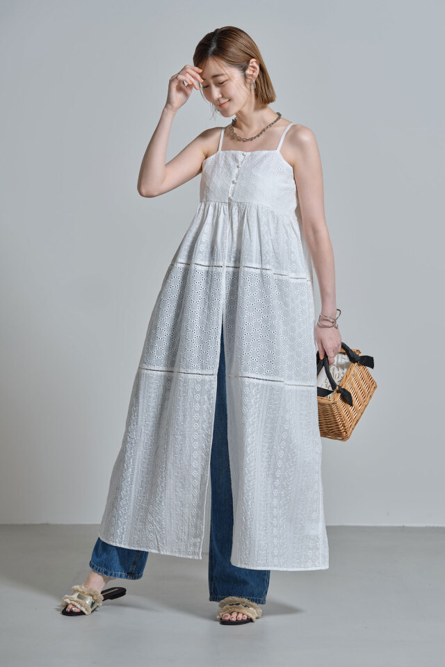 【Ayumiさんバイイング】【WEB限定】コットンレースキャミワンピース