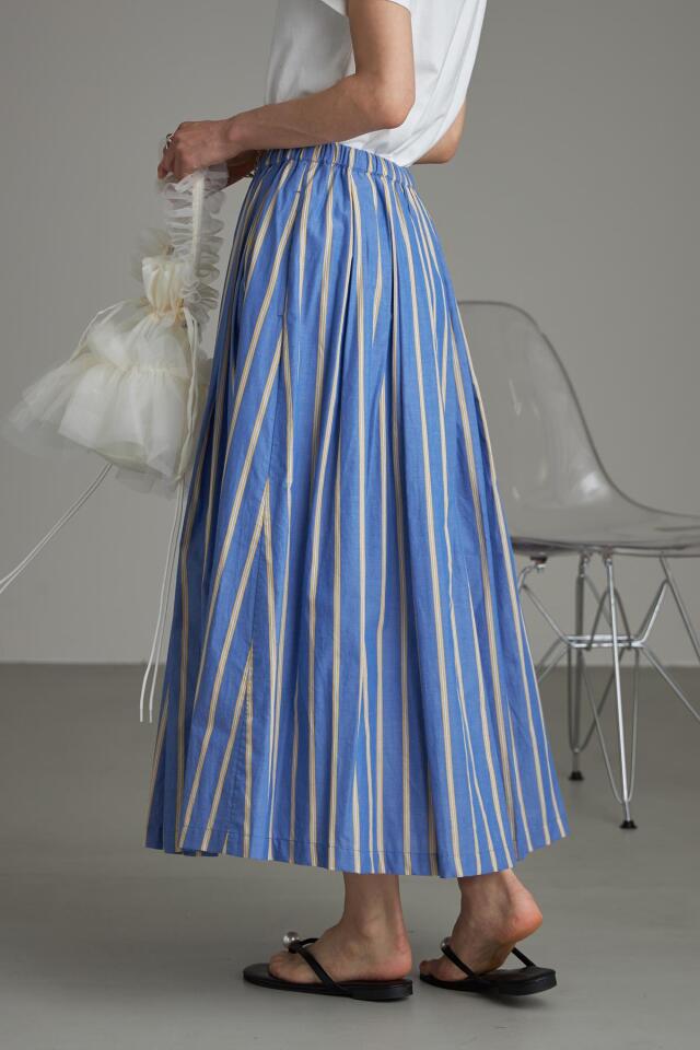 先染めストライプタックコットンスカート※一部店舗のみ入荷