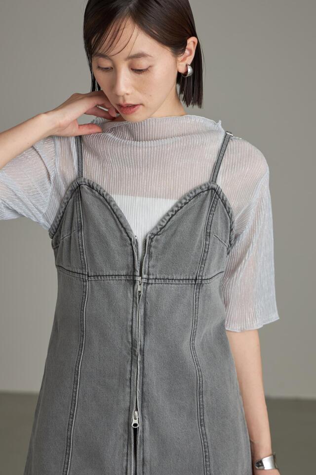 8/17 オフィシャル限定少量再販！【WEB限定】フロントジップデニムビスチェ＊少量の在庫確保による再販売の為、返品/交換は出来かねる場合がございます。予めご了承ください。＊