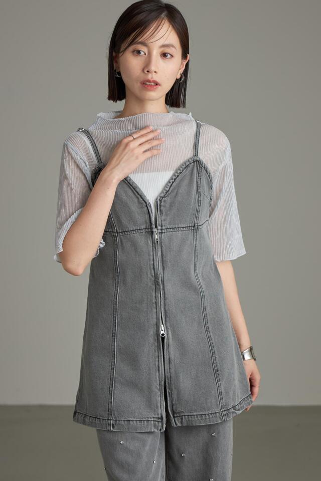 WEB限定】フロントジップデニムビスチェ