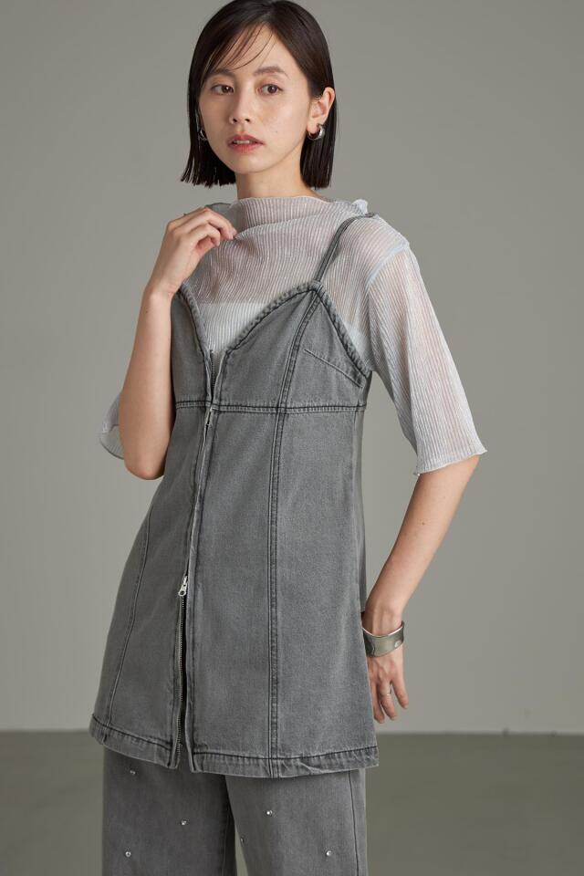 WEB限定】フロントジップデニムビスチェ