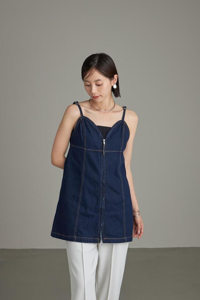 WEB限定】フロントジップデニムビスチェ