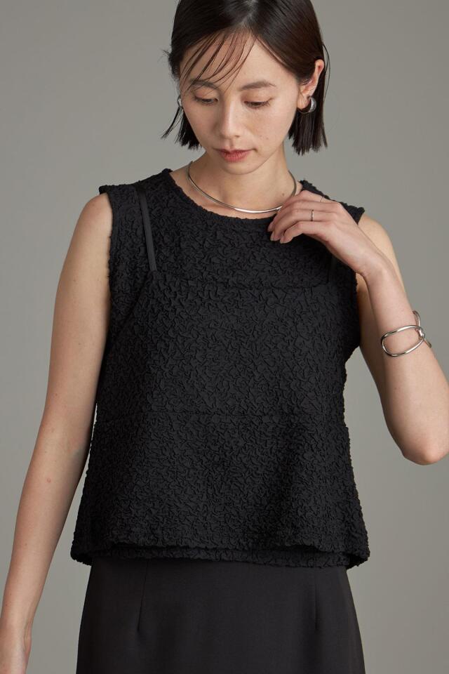 【WEB限定】シャーリングビスチェ×ノースリトップスSET