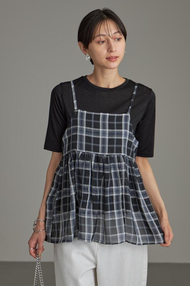 【3/15 SpringSALE】【WEB限定】シアーチェックキャミソール＊SALE品につき返品/交換/注文確定後の変更キャンセル不可＊