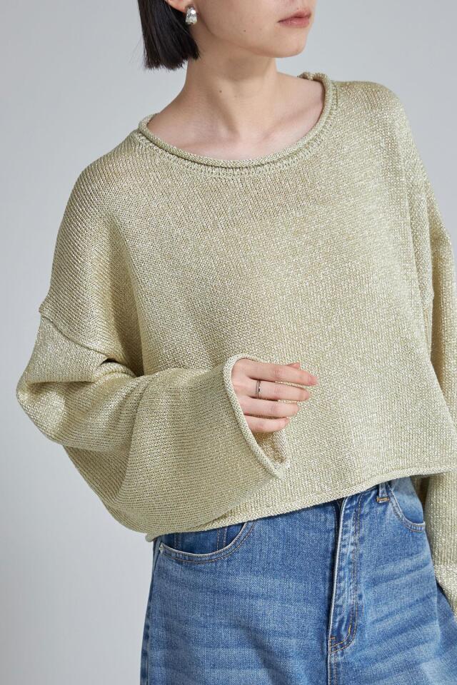 ラメリリーヤーンショート丈ニットトップス※一部店舗のみ入荷