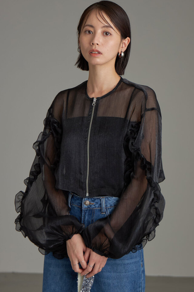 【WEB限定】シアーシャイニーフリルブルゾン