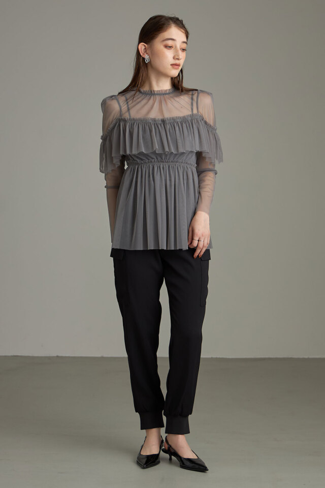 silkcut3出品　10/23 シアーチュールフリルプルオーバー