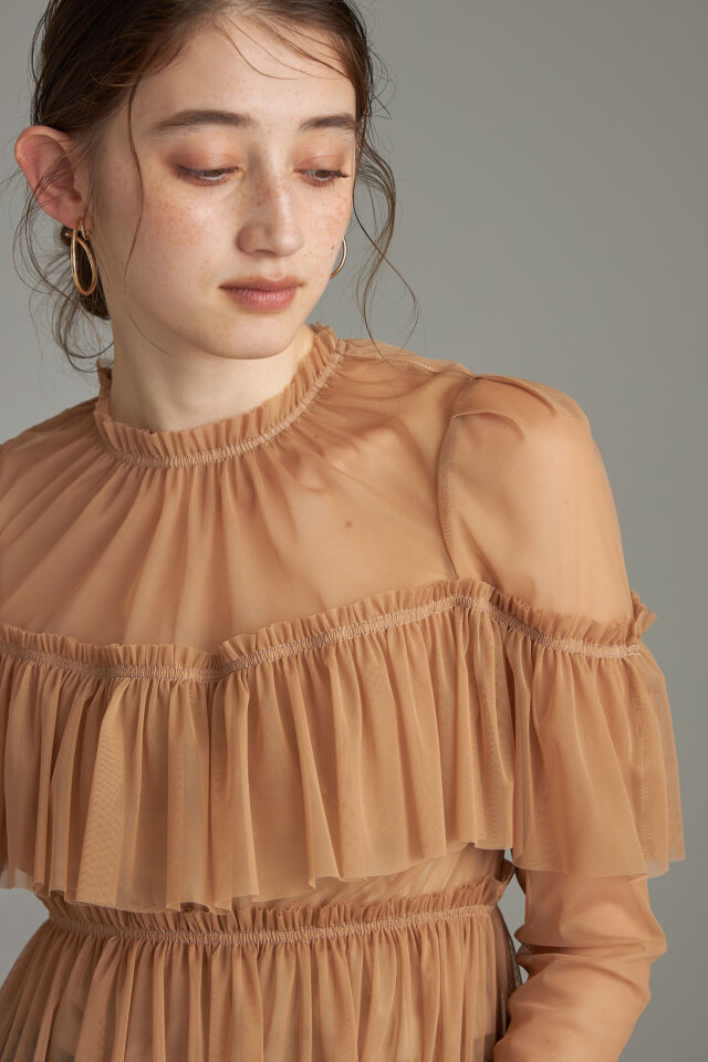 silkcut3出品　10/23 シアーチュールフリルプルオーバー