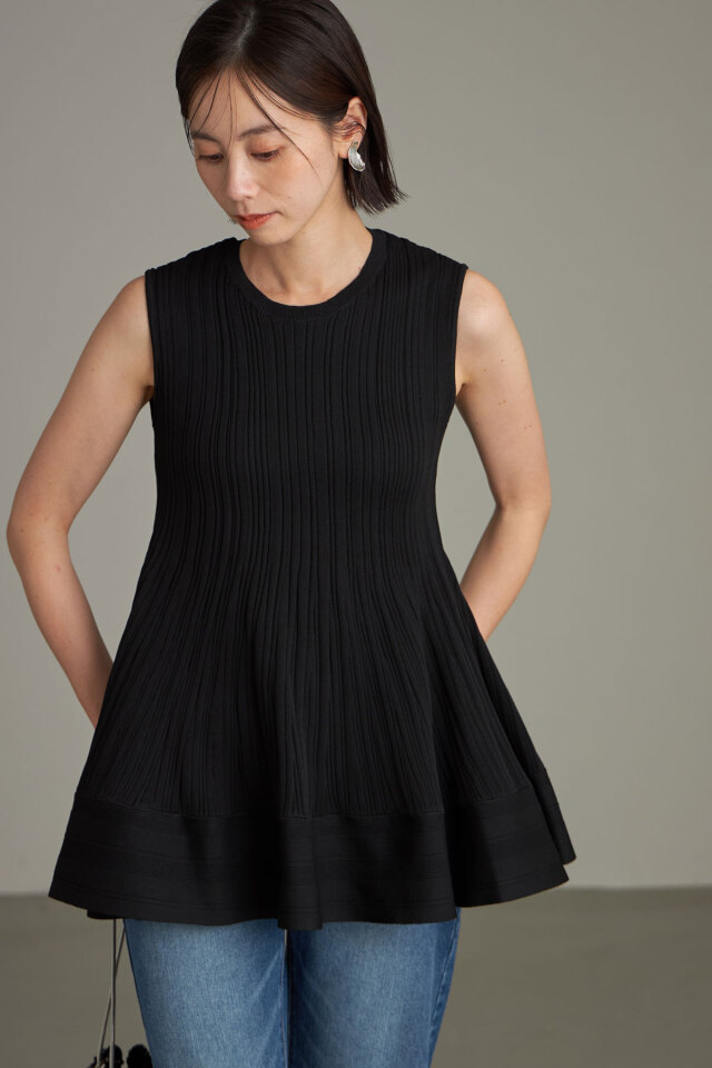 裾フレアリブニットプルオーバー※一部店舗のみ入荷