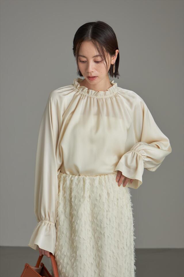 ソレイルナ Soleiluna *silk V Hem Ruffle Top ラッフルブラウス*Sノースリーブシルク絹トップスシャツ(1-2307-46)【81G32】 ソレイルナ Soleiluna *silk V Hem Ruffle Top ラッフルブラウス