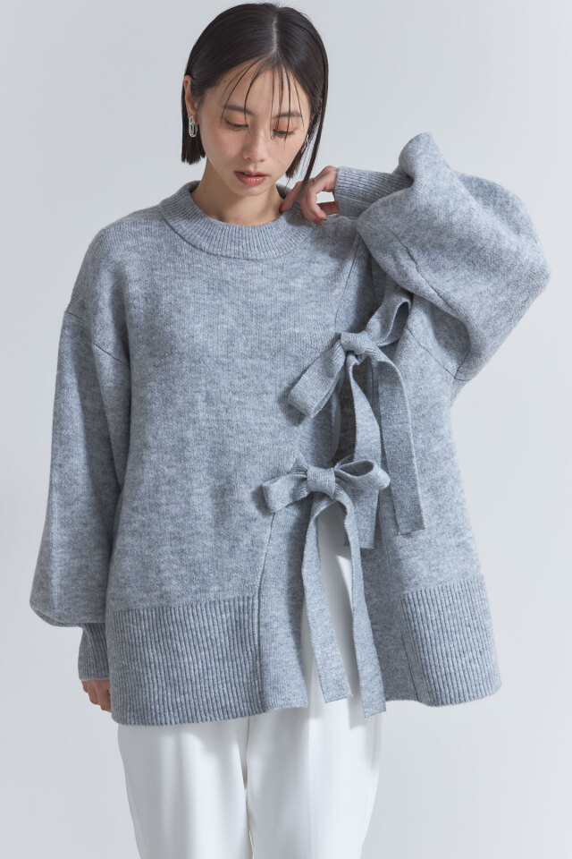 mihou　1001 リボンデザインニットプルオーバー※一部店舗のみ入荷