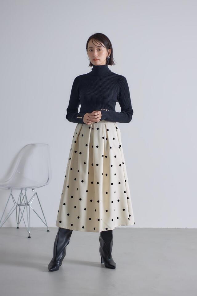 現行品、完売品　ダンガリー、ローンスカート フロッキーモチーフフレアスカート※一部店舗のみ入荷