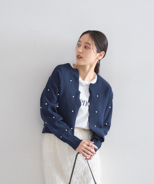 パール付きスカラップカーディガン※一部店舗のみ入荷