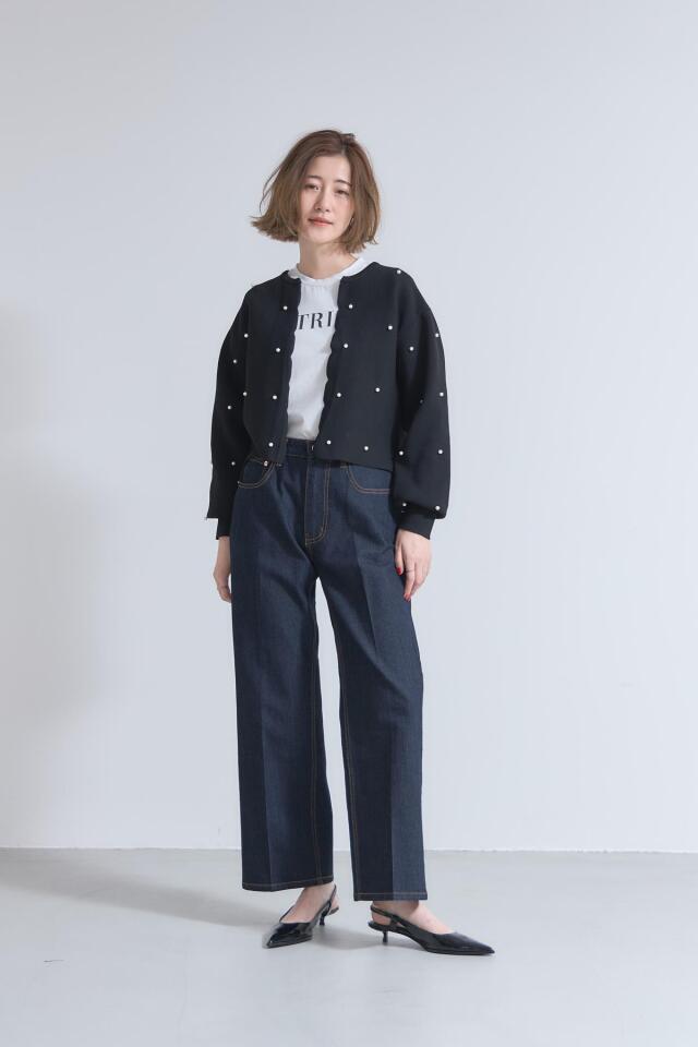 パール付きスカラップカーディガン※一部店舗のみ入荷