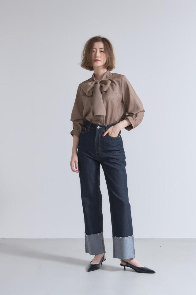 袖2WAYチェックボウタイブラウス※一部店舗のみ入荷