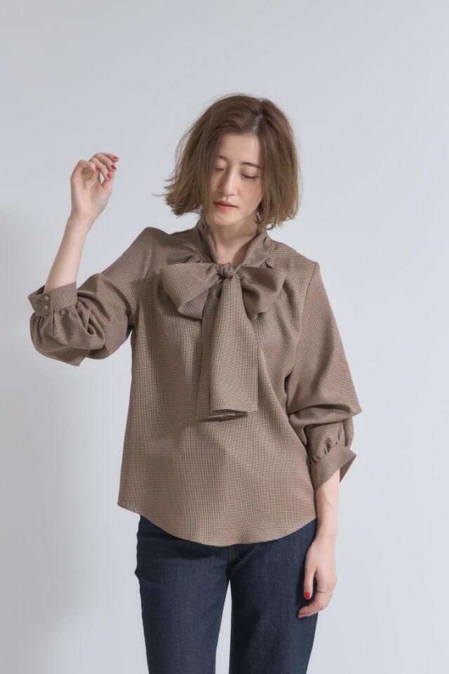 袖2WAYチェックボウタイブラウス※一部店舗のみ入荷