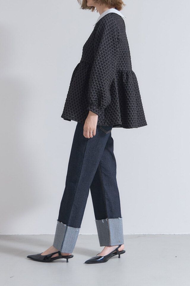 ふくれジャガード配色カラーブラウス※一部店舗のみ入荷