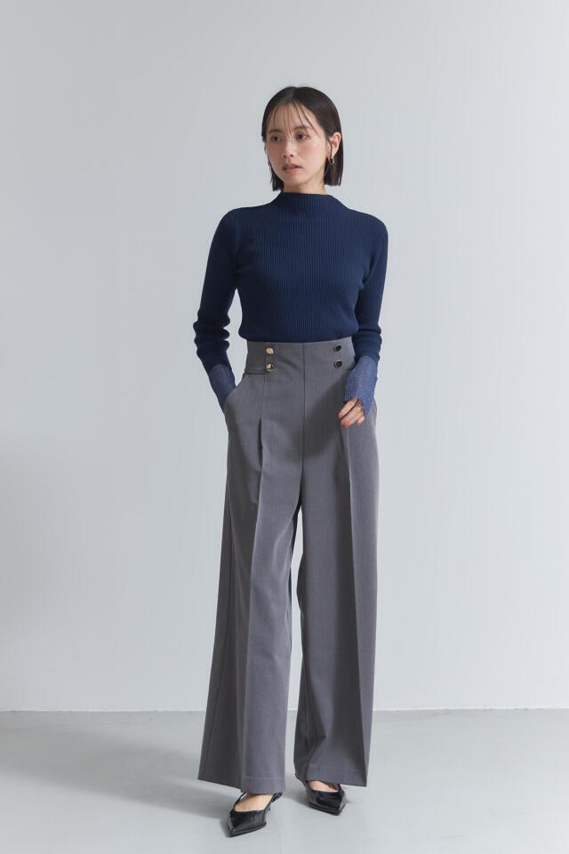 袖配色ラメタートルニットプルオーバー※一部店舗のみ入荷