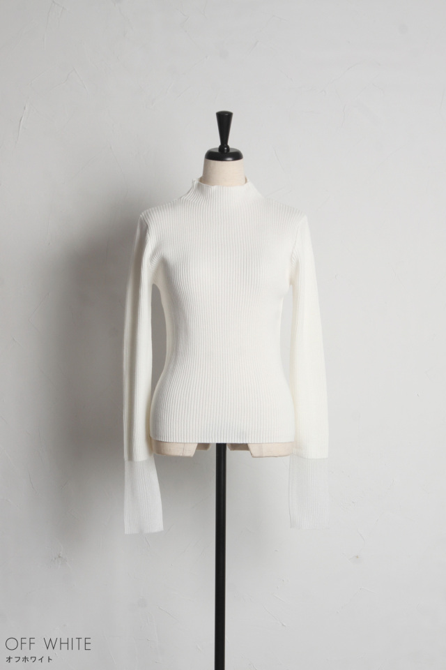 袖配色ラメタートルニットプルオーバー※一部店舗のみ入荷