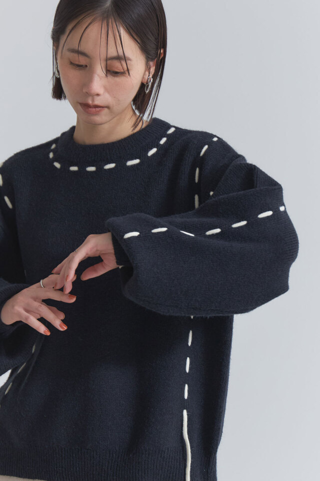 ステッチデザインニットプルオーバー※一部店舗のみ入荷