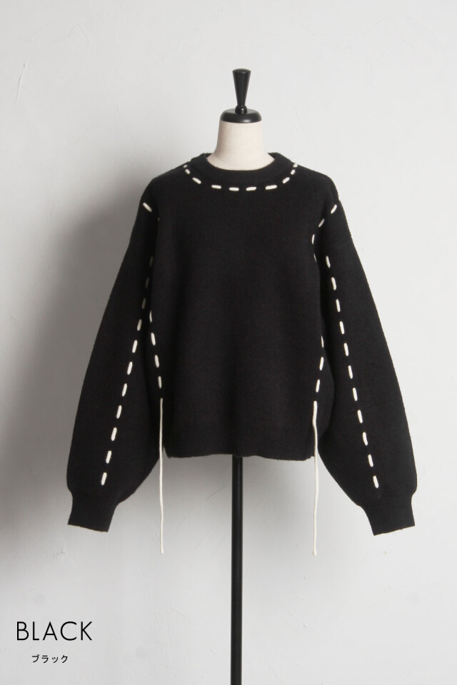 ステッチデザインニットプルオーバー※一部店舗のみ入荷