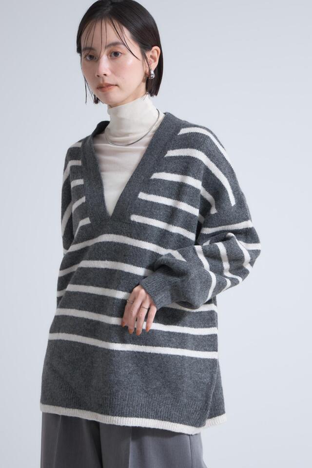 80〜90s VINTAGE ラメボーダーデザイン Ｖネックニット 80〜90s VINTAGE ラメボーダーデザイン Vネックニット